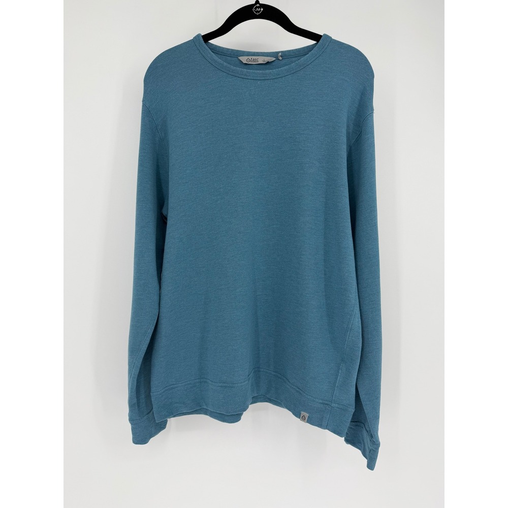 Tasc Performance Mens Large Teal Blue Bamboo Organic Cotton Crewneck Sweatshirt
